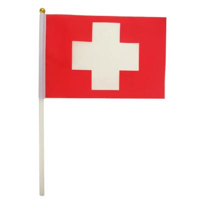 China Health Care Institutes Wholesale Stocked 14*21cm Swiss Handheld Flags Switzerland For Promotion Football Sports Fans Mini Banner for sale