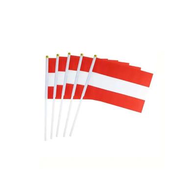 China Custom Healthcare Institutes Digital Printing 14*21cm Polyester Austria Mini Cheering Country Flags Handheld for sale