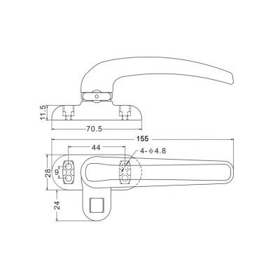 China Upvc /aluminum Casement Window Seven Style Industrial Handle With Key for sale