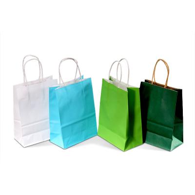 China Recyclable Packaging Boxes Custom White Kraft Material Paper Bag With Handle Matte Lamination Colorful Food Paper Packaging for sale