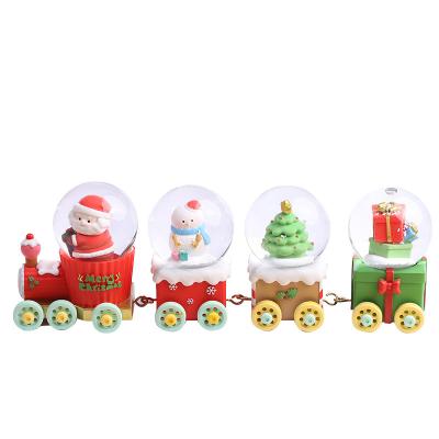 China 2023 Folk Art Christmas Train Resin Ornaments With Lights Hotel Decor Christmas Home Souvenirs For Children's Gifts for sale