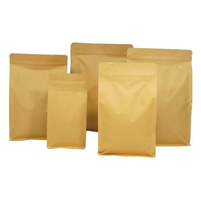 China Hot Sale Recyclable Stand Up Brown Self Seal Ziplock Kraft Airtight Bag For Food Packaging for sale