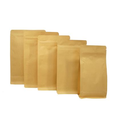 China New Design Brown Recyclable Food Grade Safety Biodegradable Self Seal Ziplock Kraft Paper Bag for sale