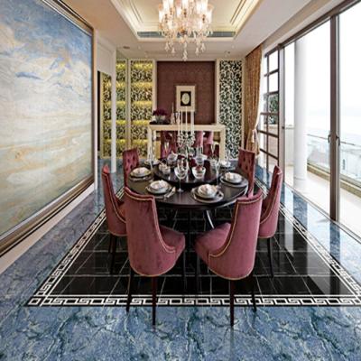 China Classic simple blue marble tile with beautiful natural veins for sale