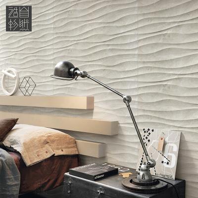 China Classic Simple Decorative Wavy Wall Panel Design 3d Art 3d Ceramic Tiles for sale