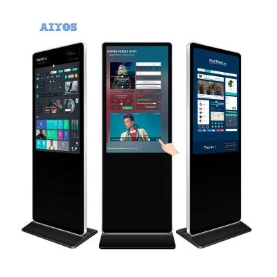 China Wholesale Indoor 43 Inch Indoor Floor Stand Advertising LCD Capacitive Touch Screen 4K Digital Signage Totem With Laser Edge Polish for sale