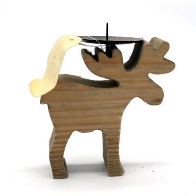 China Eco-friendly Creative European Christmas Gift Wooden Animals Decoration Candle Holder for sale