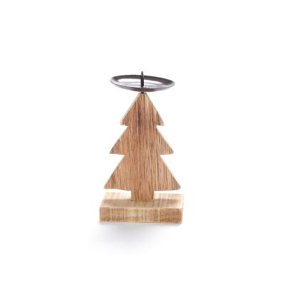 China Eco-friendly Wooden Candle Holder Vintage Christmas Tree Stand Driftwood Handmade Candle Holder for sale