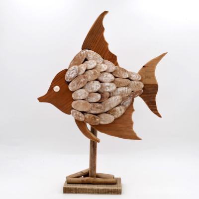 China Casual wooden fish shape wooden nautical crafts fishing table modern homedecor decoration for sale