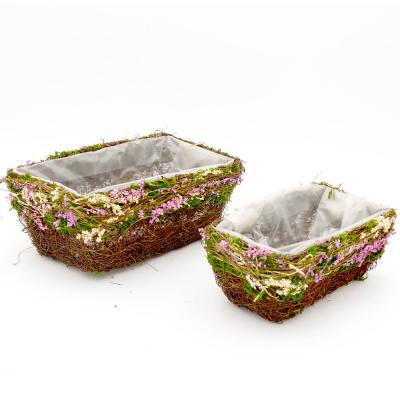 China Eco-friendly Natural Square Shaped Modern Moss Moss Garden Pot Large Size Garden Potted Plant Decor for sale