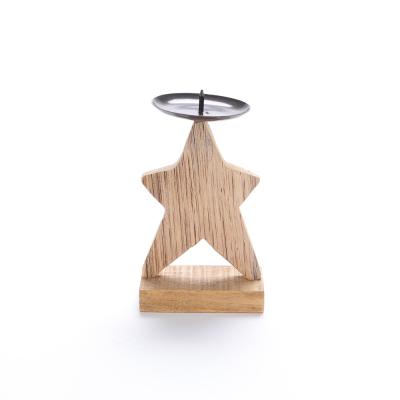 China Eco-friendly Driftwood Wood Candle Holder Vintage Christmas Star Stand Handmade Candle Holder for sale