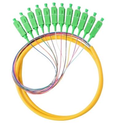 China FTTH FTTxFTTB Network Good Quality 12 Color Fiber 0.9mm LSZH SM G652D Fiber Optic Bundle Pigtail for sale