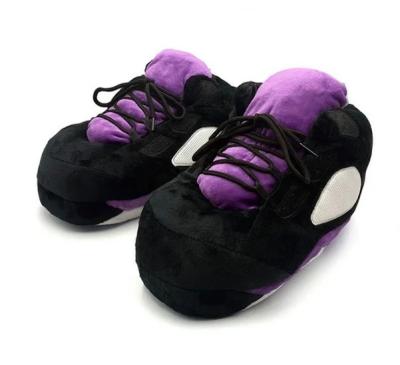 China Wholesale Anti-Static Designs Warm Winter Plush Indoor Big Jordan Sneaker Slippers for sale