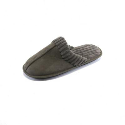 China Winter Anti-slippery Comfortable Corduroy Plush Gray Indoor Slippers For Men for sale