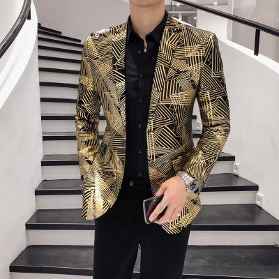 China Haotao fashion men's suit Anti-wrinkle business premises suit tall thin golden coat men's suit for sale