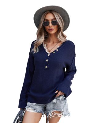 China Factory Price Direct Selling Anti-wrinkle V-Neck Button Up Sweater Autumn Women's Simple Loose Hoodies for sale