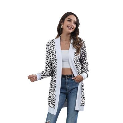 China 2021 Anti-wrinkle Amazon Ebay hot sale long sleeve women's loose knitwear printing leopard knitted oversized cardigan for sale