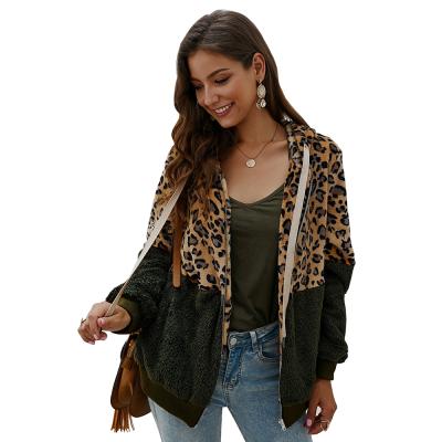 China Anti-Wrinkle Sale 2021 Fashion Warm Lapel Long Sleeve Leopard Print Patchwork Woman Jacket And Coat for sale