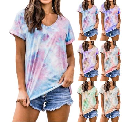 China Anti-pilling Drop Shipping Women's V-Neck Basic Tee Loose Fit Casual Shorts for sale