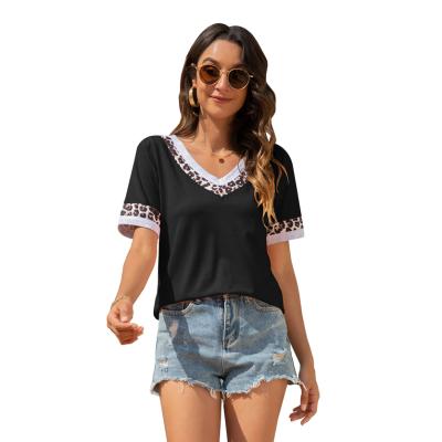 China Plus Summer Geometric Embroidered V-Neck QUICK DRY T-shirt Boho T-shirt Ladies Tops for sale