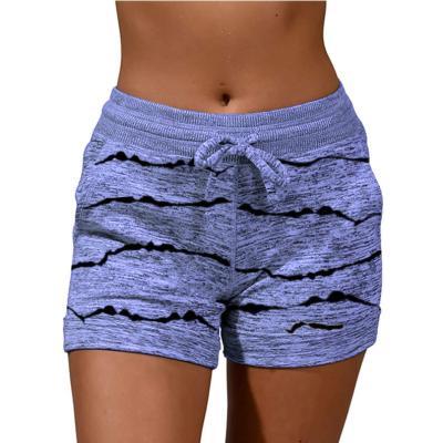 China Anti-wrinkle women's quick-drying shorts star stripe print sports elastic waist yoga pants for sale