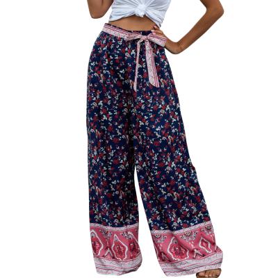 China Amazon Pants 2021 Summer Breathable Hot Sale Floral Print Loose Fits Slim Trousers Trousers for sale