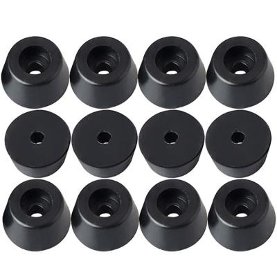 China Furniture Pads SHQN Round Feet Black Anti-Slip Rubber Bumpers Pads With Built In Stainless Steel Gasket For Cabinet Office Tables Couches for sale