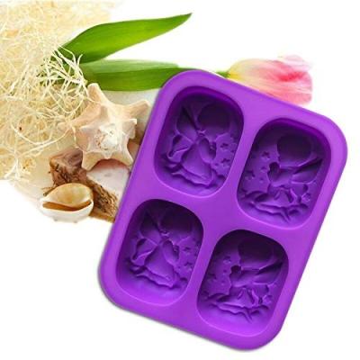 China Food Grade Disposable Silicone 4Cavity Thin Angle 4Cavity Non-Stick Thin Homemade Soap Molds for sale