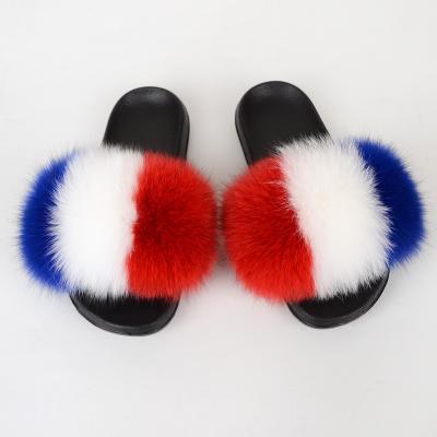 China FS32 Flip Flops Fox Wool Slippers Various Colors Stitching for sale