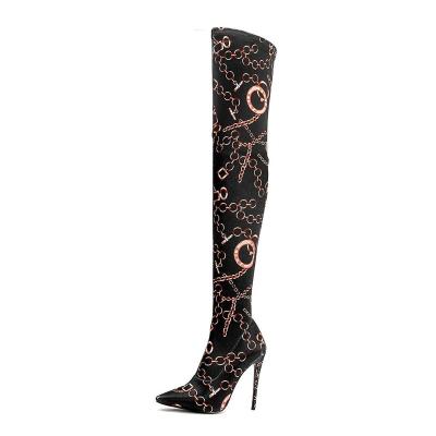 China TREE 2022 autumn and winter new over-the-knee boots pointed satin upper women's stiletto boots for sale