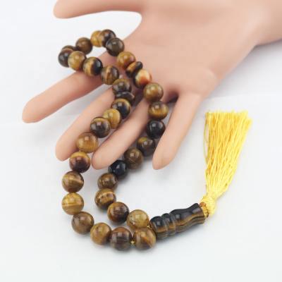 China 33 Beads Fashion Tiger Eye Stone 12mm Islamic Muslim Religious Jewelry CLASSIC Rosary Bracelet Tasbih Prayer Beads for sale