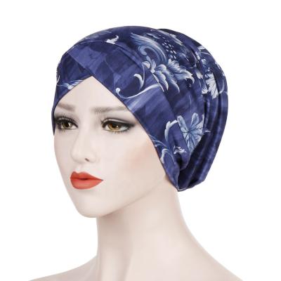 China Wholesale Polyester Women Inner Muslim Hijab African Print Head Wrap Turban Hat Bandanas Chemotherapy Hat for sale