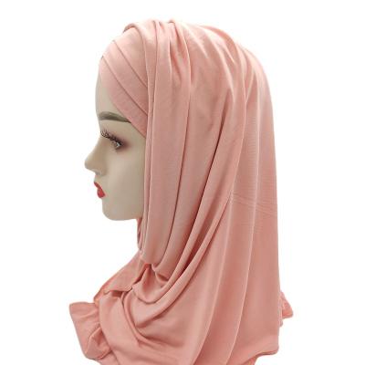 China Chiffonade Factory Wholesale Solid Color Muslim Female Turban Hijab Women Ruffled Scarf Wrinkle Headwraps for sale