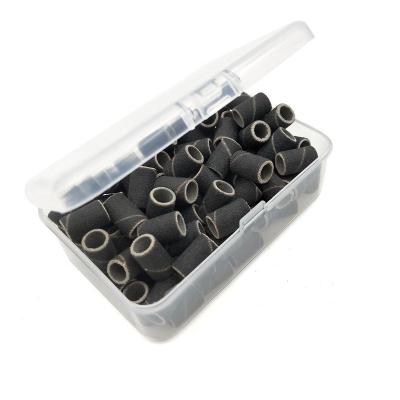 China Mandrelless Nail Drill Machine #80 #150 #240 100Pcs/Box Black Sanding Bands For Nail Drill Nail Care Manicure Polishing Tools for sale