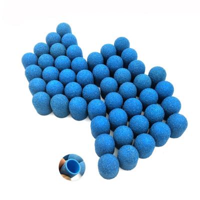 China SandingCap Blue Pedicure Nail Drill Machine HYTOOS 13mm Plastic Base Sand Block Nail Drill Accessories Foot Polish Tool 50Pcs/pack No Handle for sale