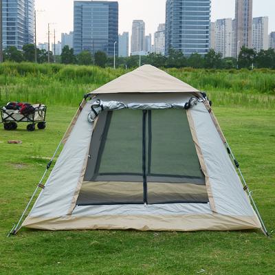 China Straight tie type optional quick automatic opening straight tie type easy setup family 3-4 person camping tent with removable rain fly for sale