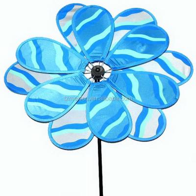 China Garden Ornament Double Layer Flower Series Garden Decoration 12 Petals Flower Windmill for sale