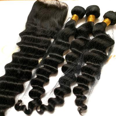 China Deep Curly Curly Virgin Hair Cuticle Aligned Hair Extension Good Quality Hair Deep Wave Bundle Closure for sale