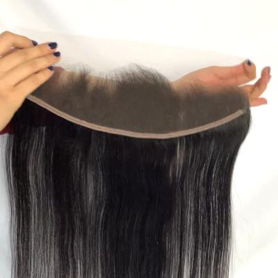 China Silky Straight Wave Ear To Ear Lace Frontal 13x4 Hd Transparent Lace Frontal Closure Pre Plucked Hd Swiss Lace Headband for sale