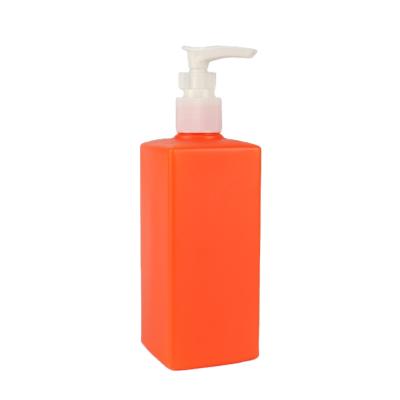 China HDPE Cosmetic Empty Soft Touch Plastic Body Lotion Body Gel Shower Shampoo Orange Bottle 350ml for sale