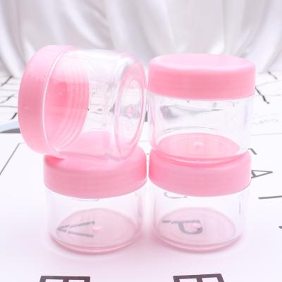 China Cosmetic Refillable Makeup Face Cream Jar 20g PP Clear Plastic Jars With Pink Dome Lid for sale