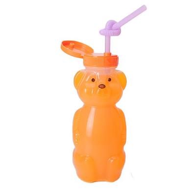 China Plastic Beverage Bottle Bear 230ML pp Honey Squeeze Bottle Cute Jar with Flip Lid Snack Storage Container for sale