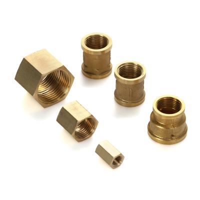 China Factory Price Female Threads Nipple Hex Pipe Nipple Fit Brass Coupling For Air Gas Water Pipe Equal Line for sale