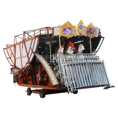 China Plark Outdoor Portable Amusement Ride Trailer Electric Carousel Ride For Kids for sale