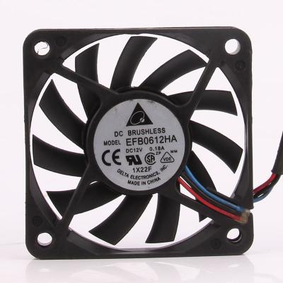 중국 Delta EFB0612HA 6010 60x60x10mm 4200RPM 18.1CFM 12V 0.18a 6CM Slim Hotels for Heat Dissipation in Chassis Industrial Fan 판매용