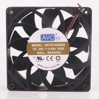 中国 Hotels DBTB1225B4S 12CM 12025 24V 0.55A 120x120x25mm 3-Wire With Industrial Double Ball Exhaust Large Air Volume Fan 販売のため