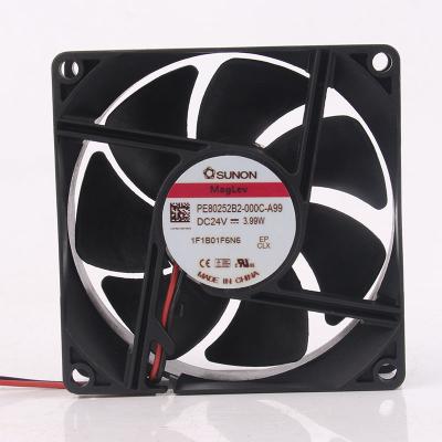 China Taiwan Hotels 80x80x25MM 8CM Original High Flow Industrial Ventilation 8025 Exhaust 24V 3.99W 8025 Fan PE80252B2-000C-A99 for sale