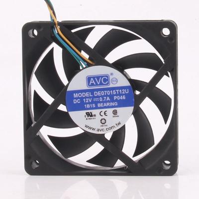 China Hotels AVC DE07015T12U 7015 12V 0.7A 7cm 4 pin 70mmx70mmx15mm air volume CPU high heat dissipation for chassis exhaust fan for sale