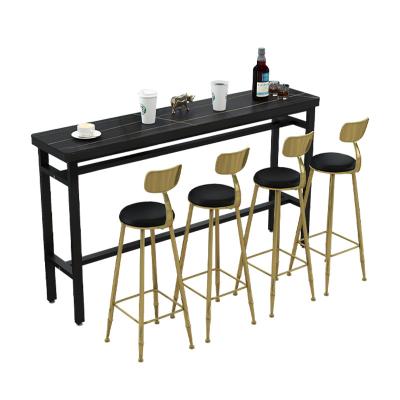 China Modern wholesale modern family table bar table metal frame kitchen bar cafe curved tables and chairs for sale