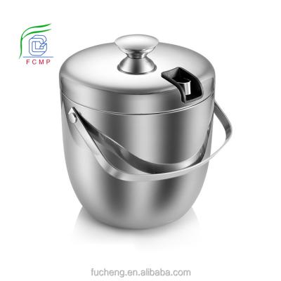 China Sustainable Custom Beer Stainless Steel Metal Ice Bucket Set With Ice Bucket With Lid And Tongs for sale